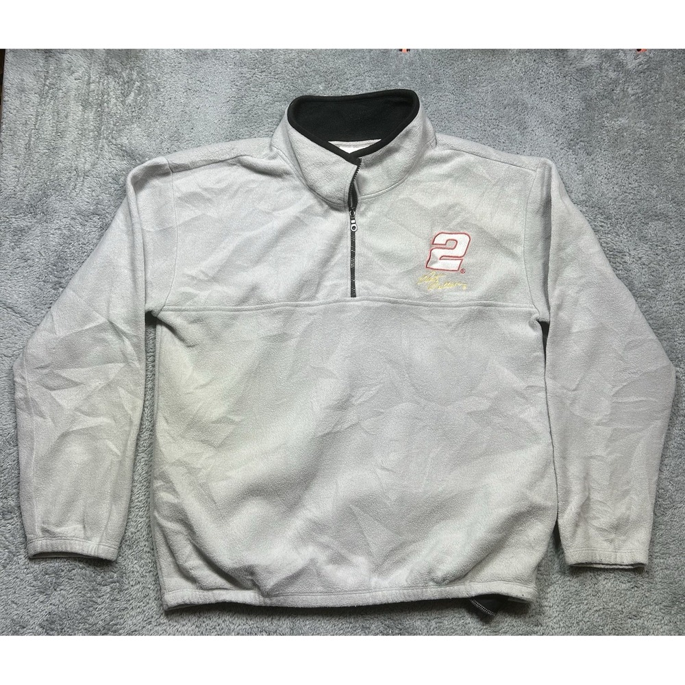 VTG Chase Authentic Rusty Wallace #2 1/4 Zip Pullover Mens XL Gray Nascar Racing